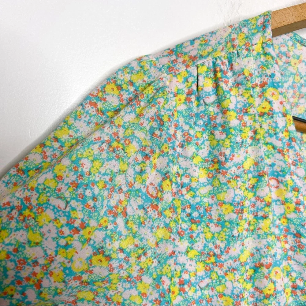 Bp. Womens Tie Front Mini Dress Green Multi‎ Maisey Ditsy Floral Plus Size 1X - Picture 8 of 12